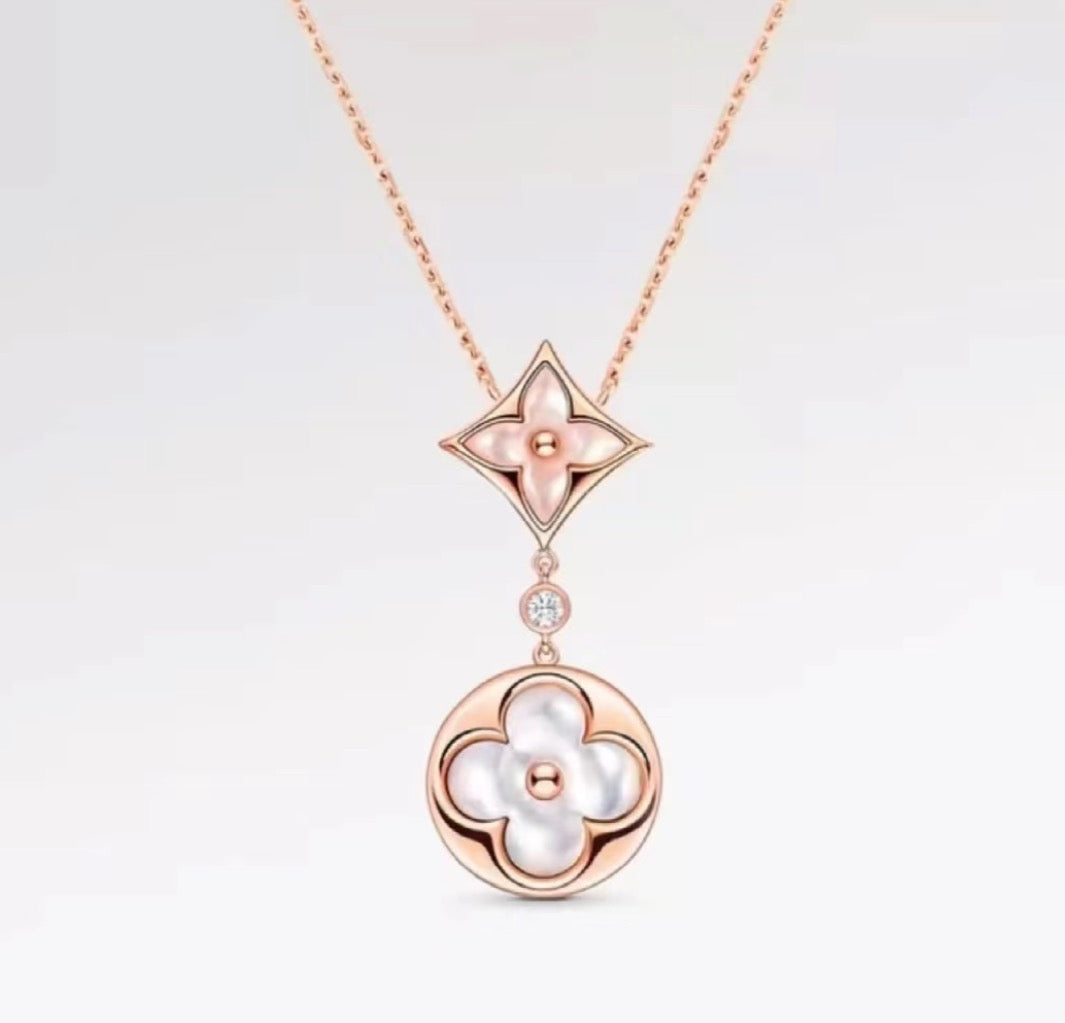 rose gold 18k gold plate clover Necklace for women - alternate angle view 2