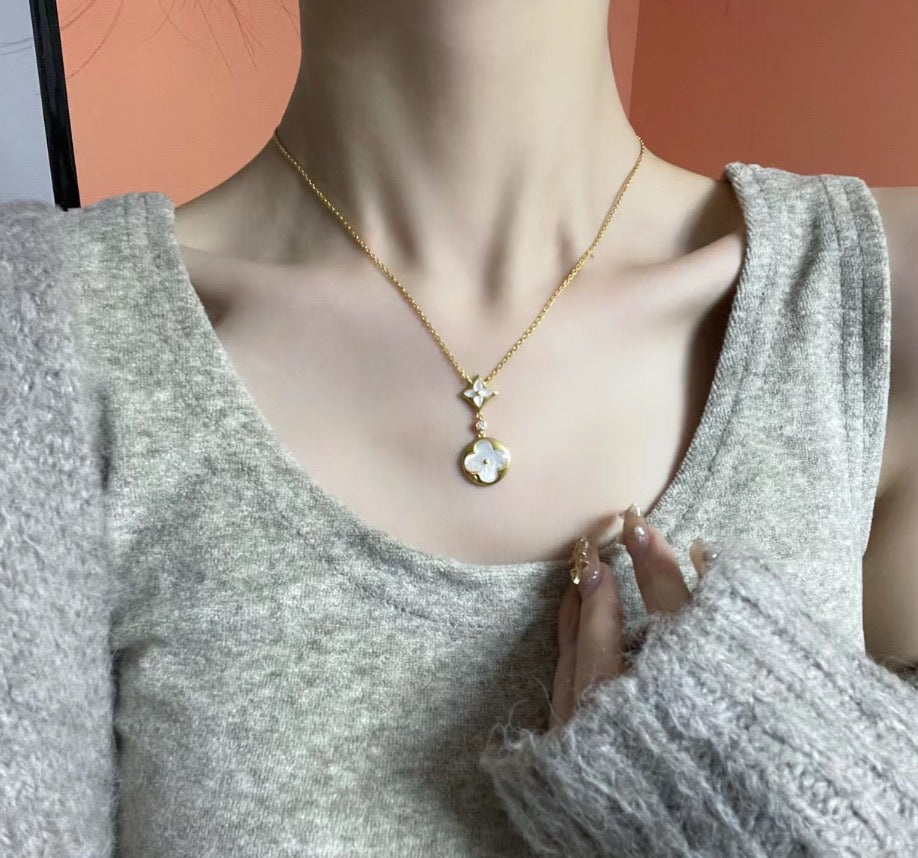 rose gold 18k gold plate clover Necklace for women - alternate angle view 8