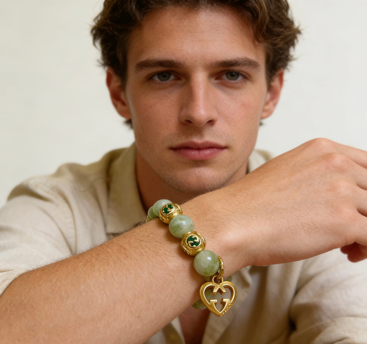 antique stone vintage Bracelet for men - alternate angle view 6