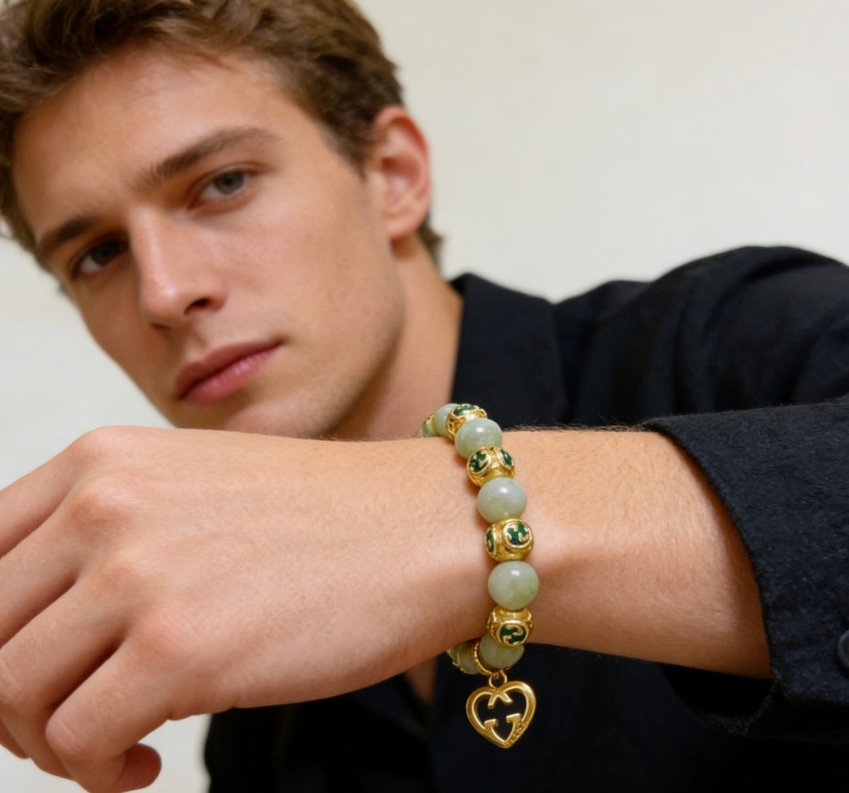 antique stone vintage Bracelet for men - alternate angle view 4