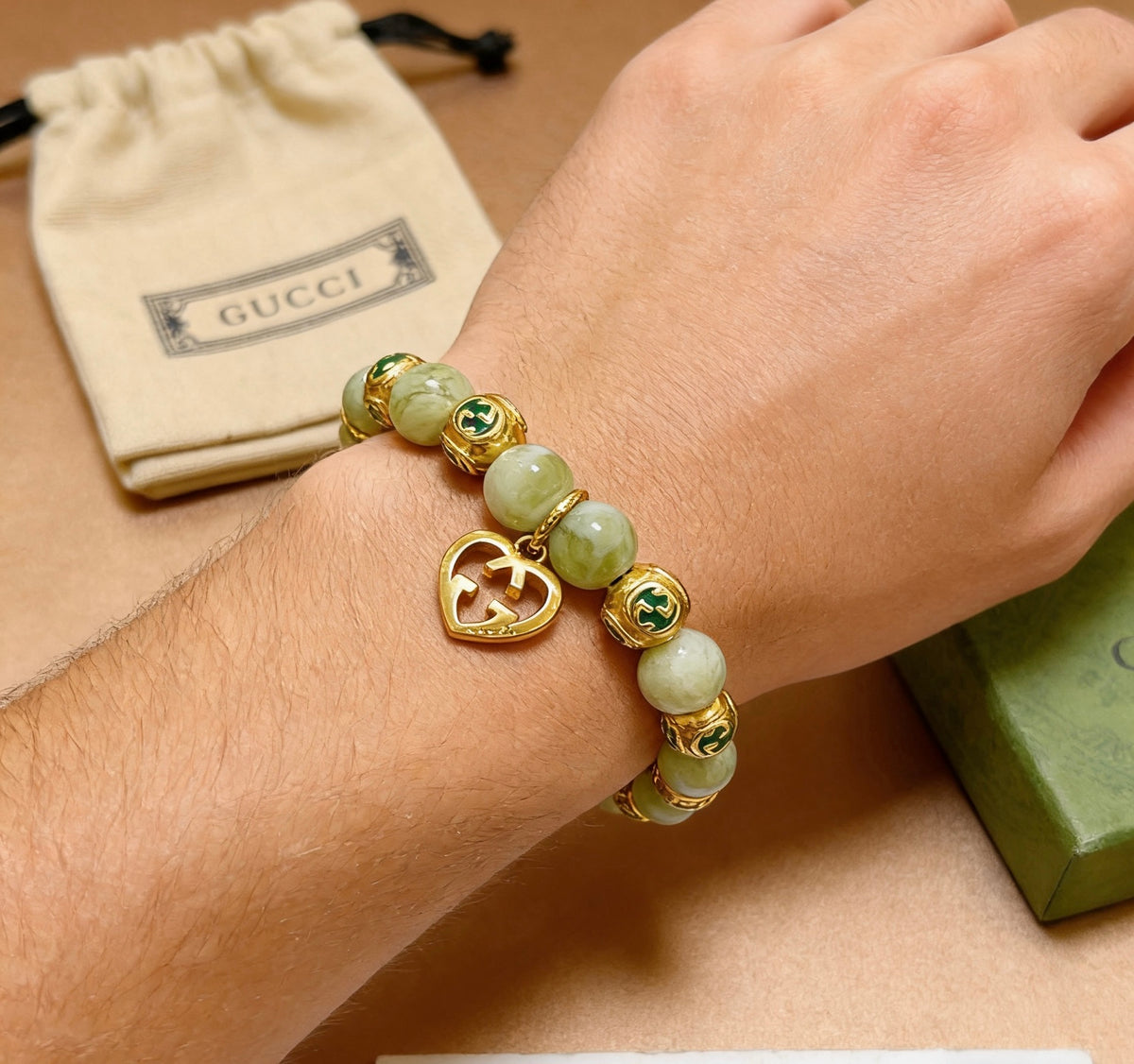 antique stone vintage Bracelet for men - alternate angle view 7