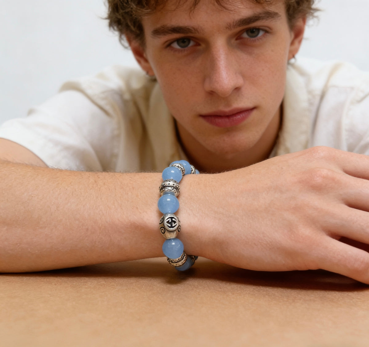 antique jade vintage Bracelet for men - alternate angle view 3