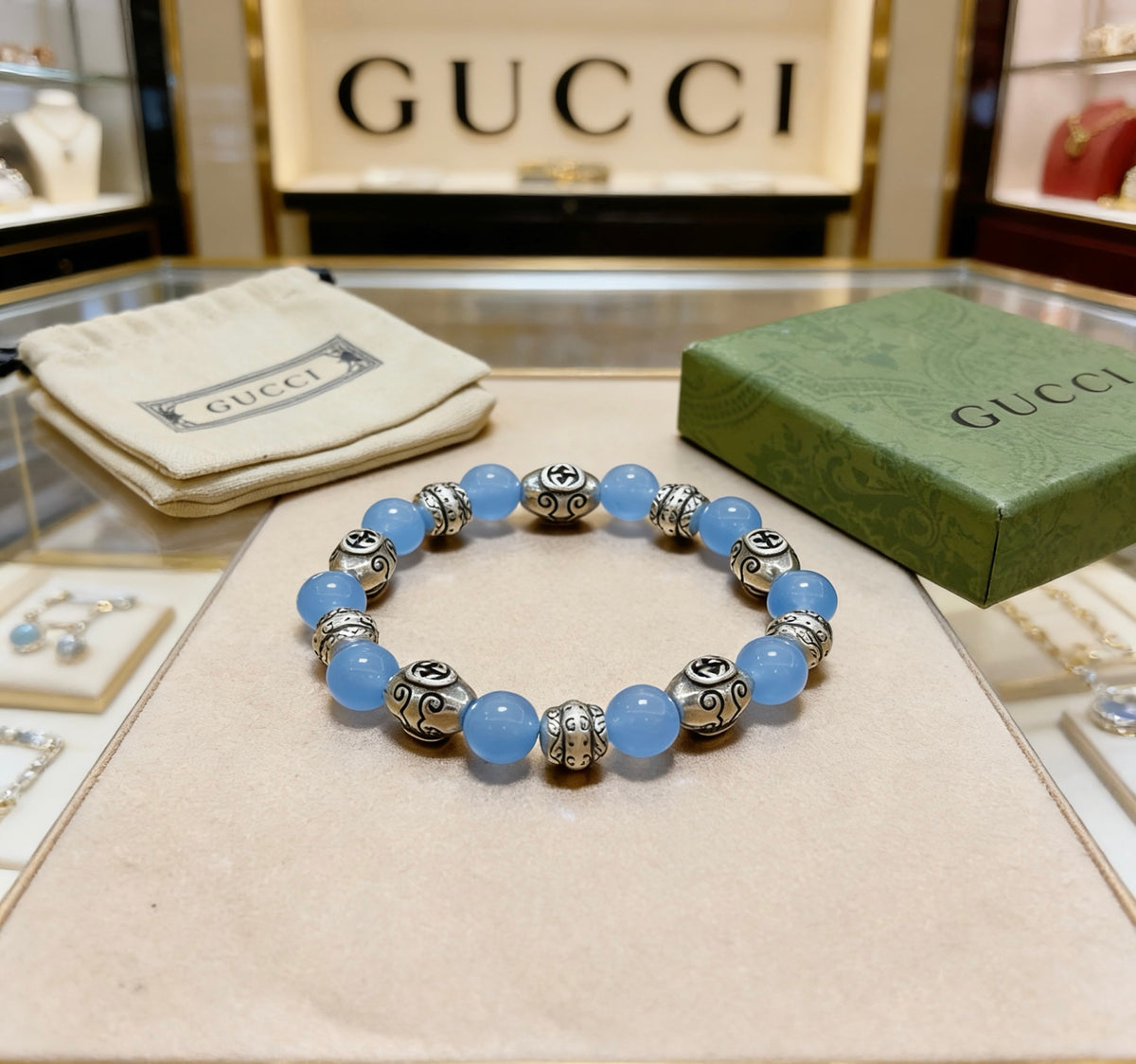antique jade vintage Bracelet for men - product detail view