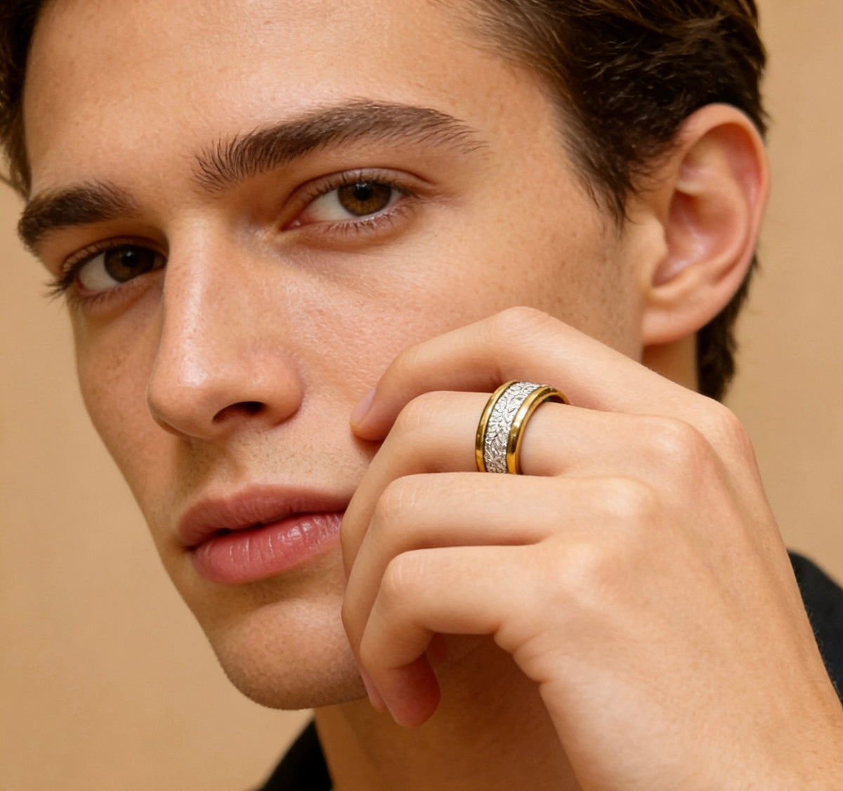 gold double g Ring for men - alternate angle view 6