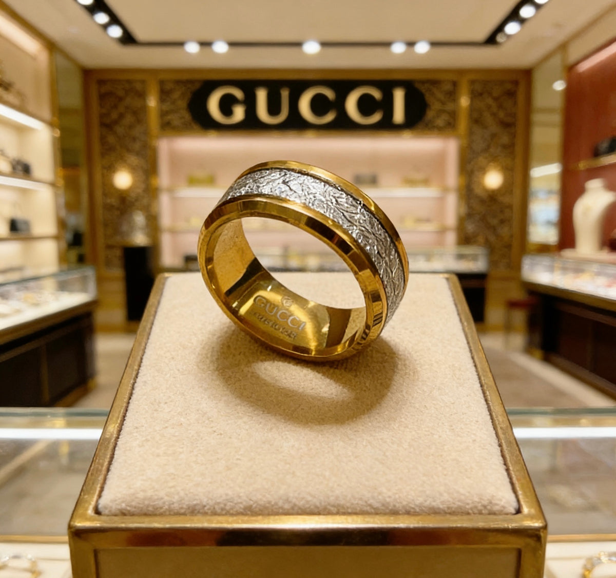 gold double g Ring for men - alternate angle view 4