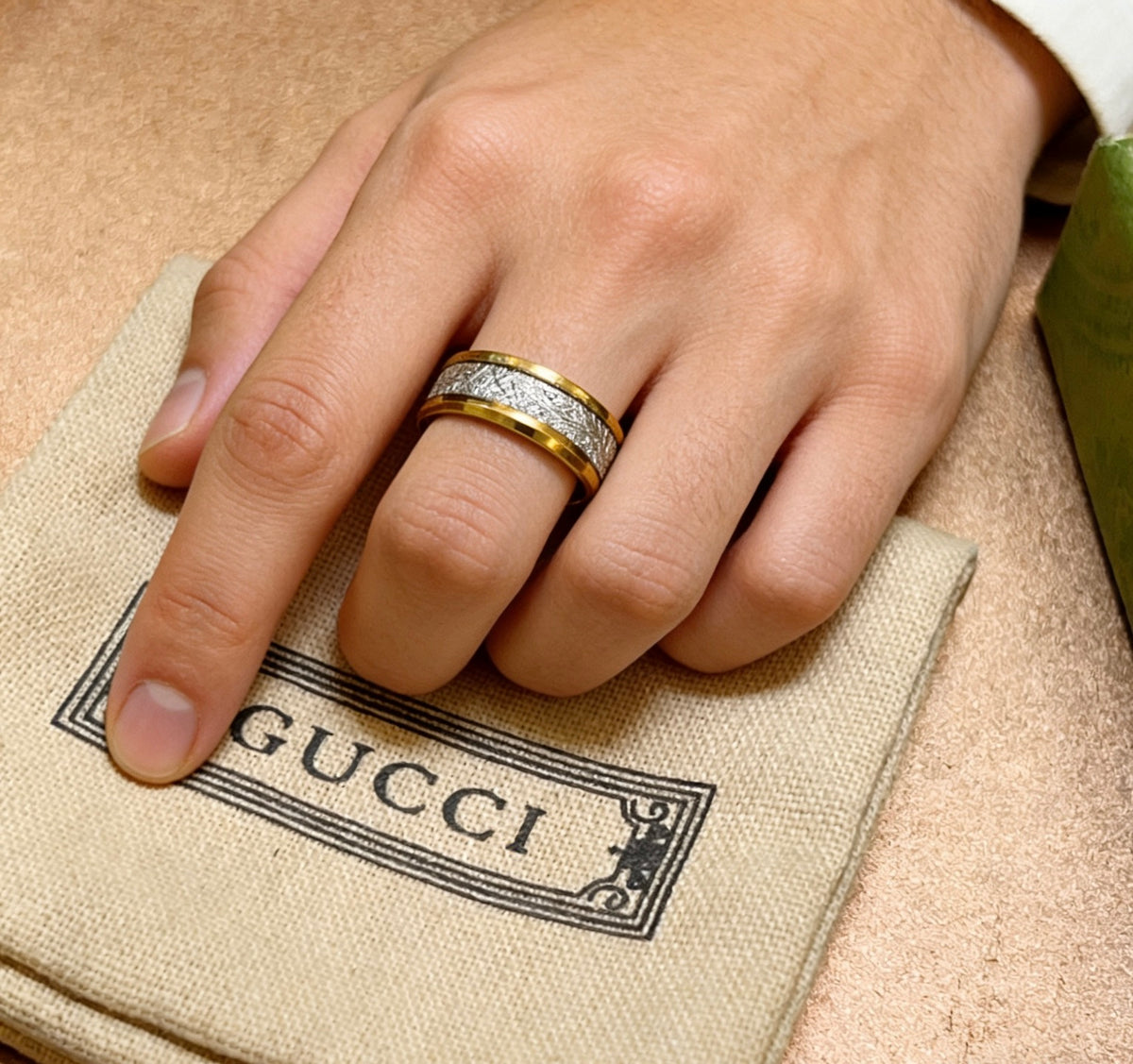 gold double g Ring for men - alternate angle view 9