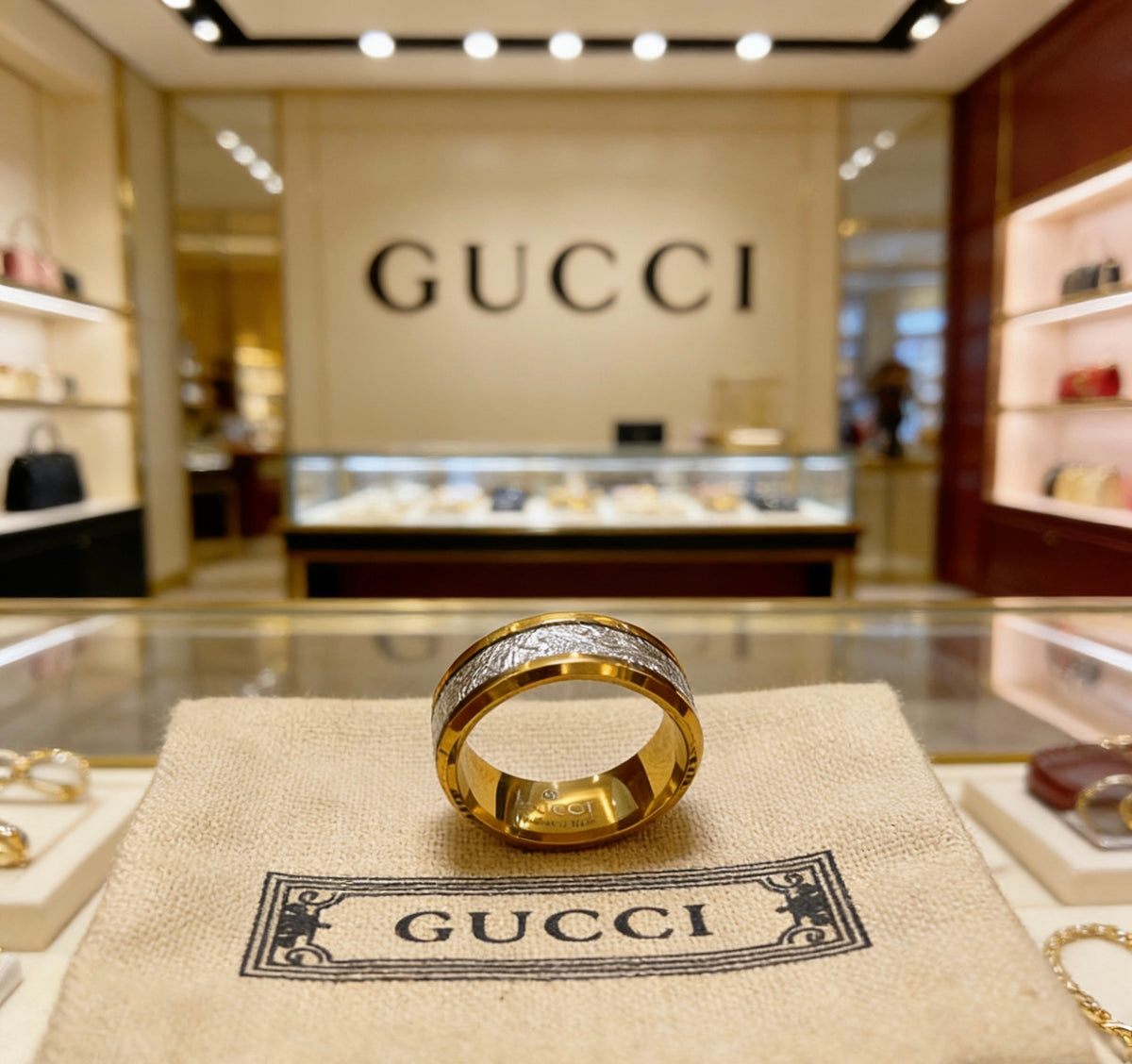 gold double g Ring for men - alternate angle view 7