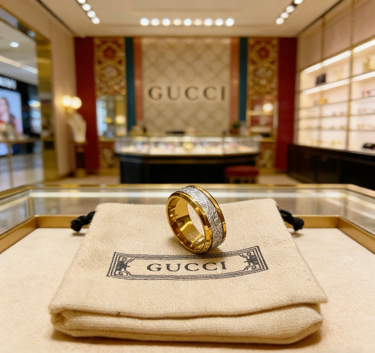 gold double g Ring for men - alternate angle view 8