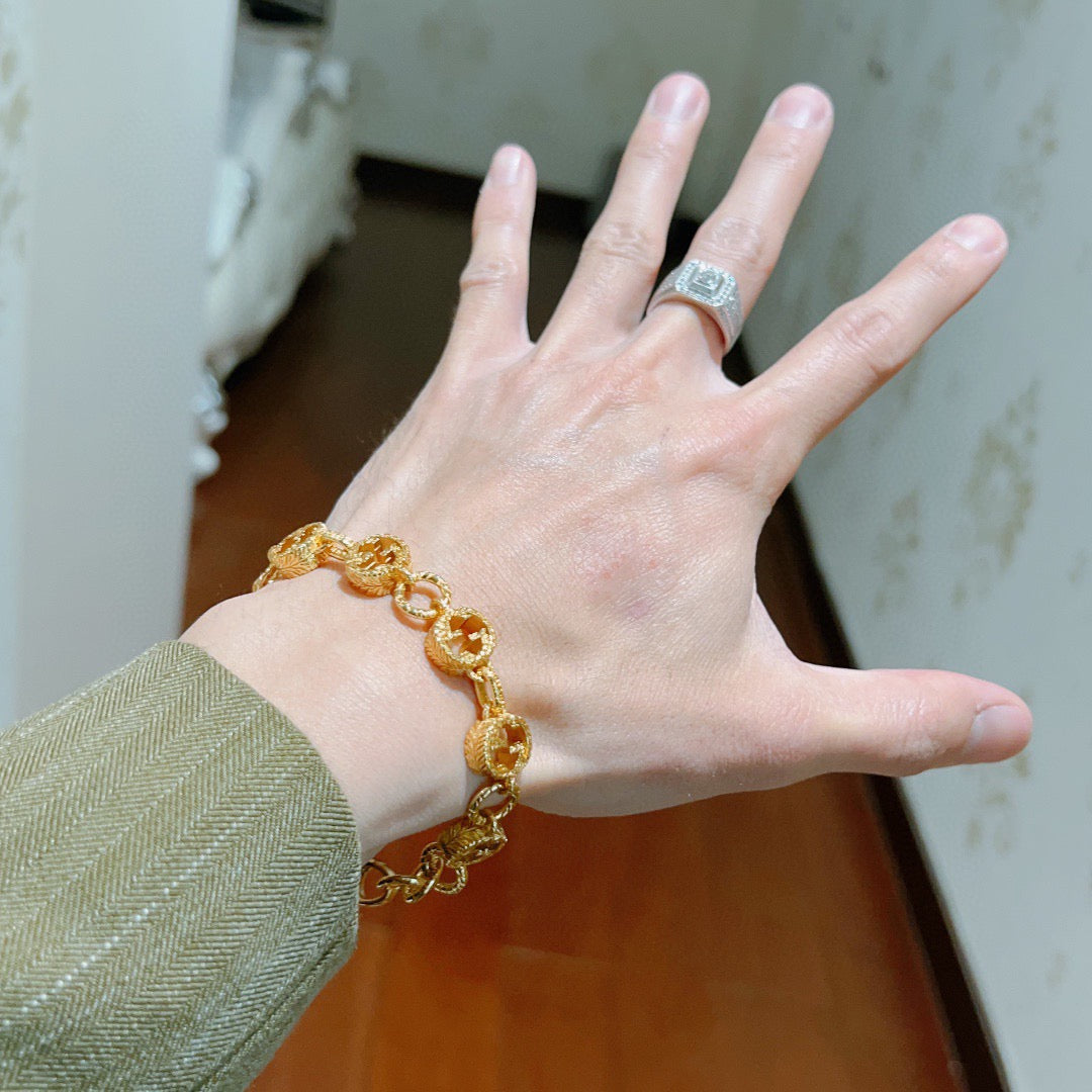 beige crystal floral Bracelet for men - alternate angle view 6