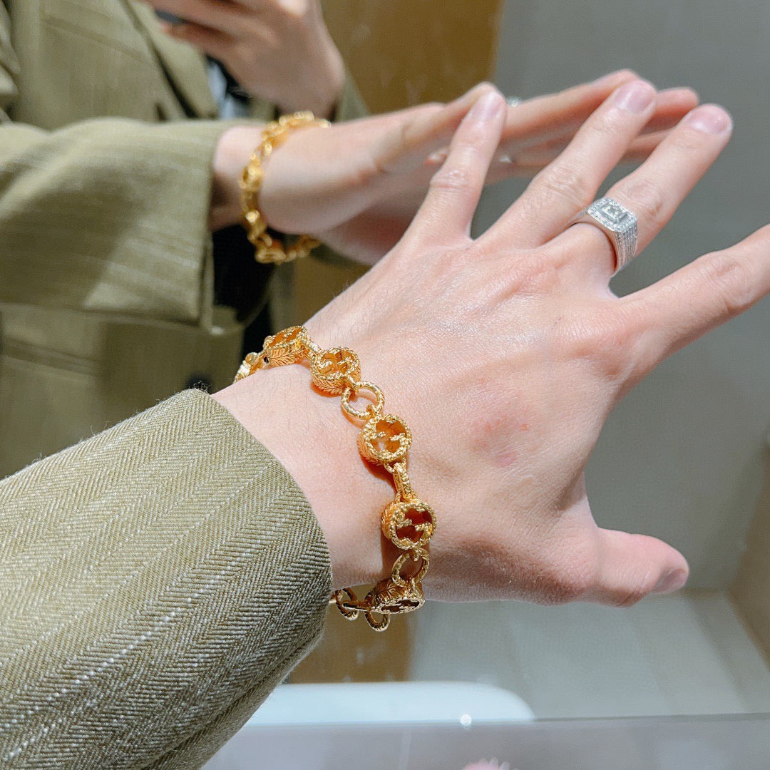 beige crystal floral Bracelet for men - alternate angle view 8
