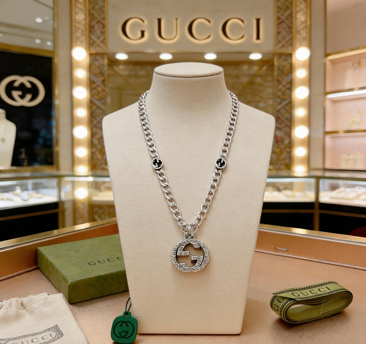 antique double g Necklace for women - alternate angle view 5