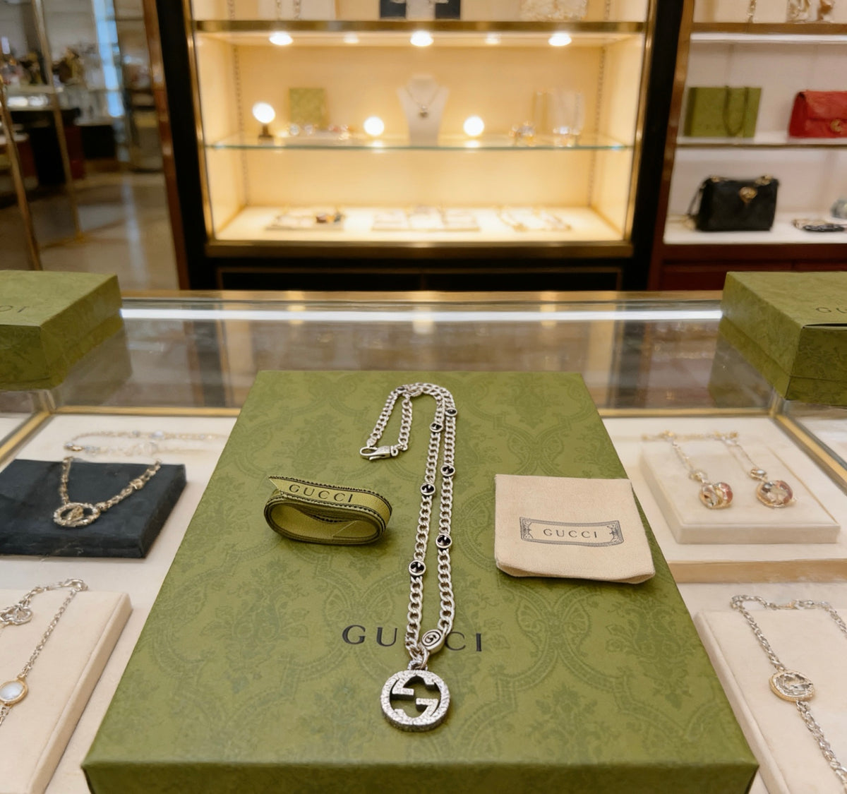 antique double g Necklace for women - alternate angle view 6
