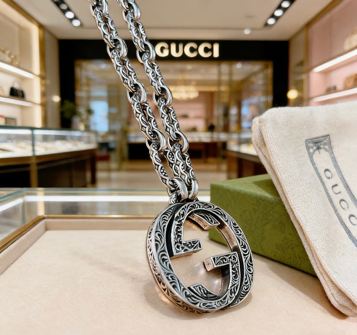 antique double g Necklace for women - alternate angle view 7