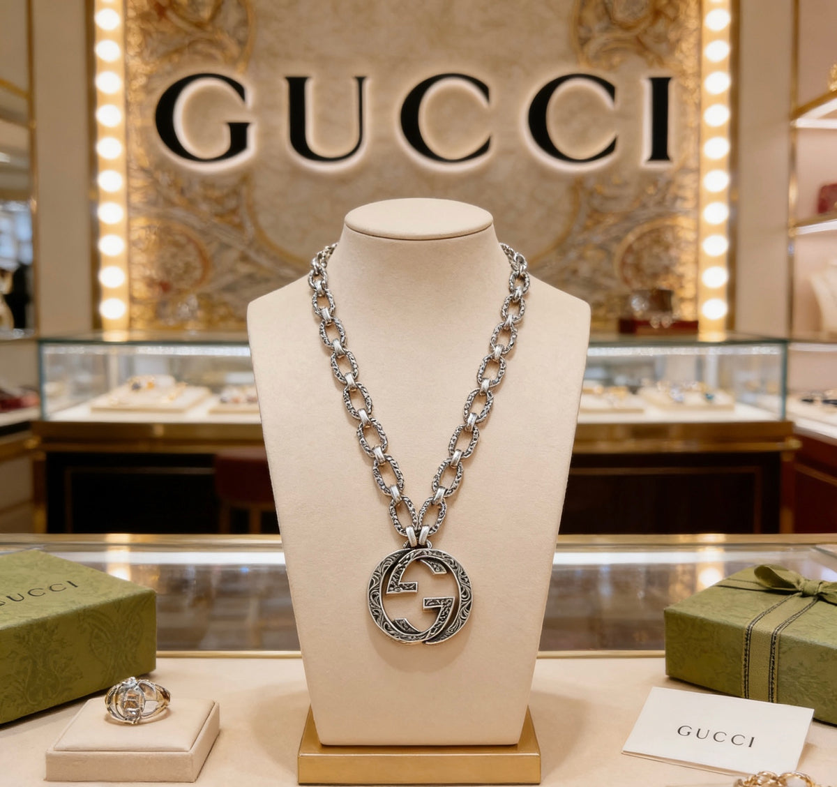 antique double g Necklace for women - product detail view