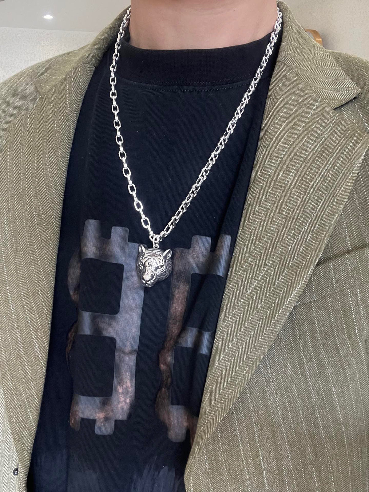 antique double g Necklace for women - alternate angle view 3