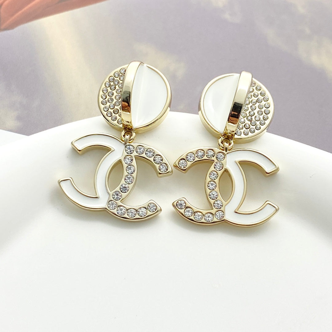 white crystal stylish Stud Earrings for women - alternate angle view 8