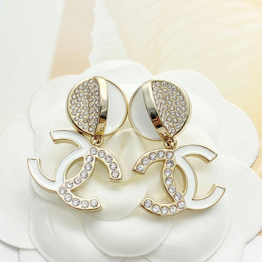white crystal stylish Stud Earrings for women - product detail view