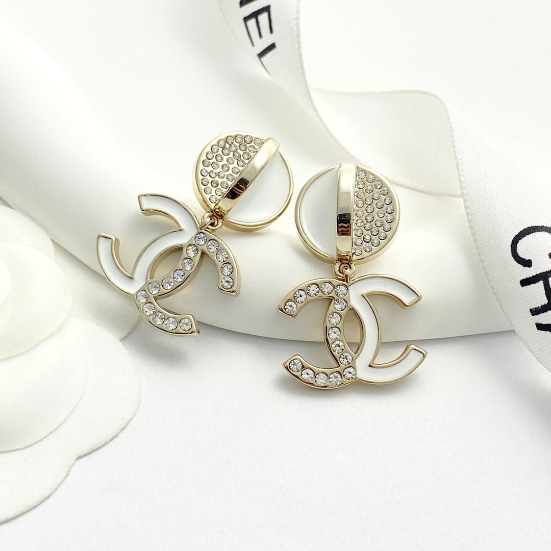 white crystal stylish Stud Earrings for women - alternate angle view 6