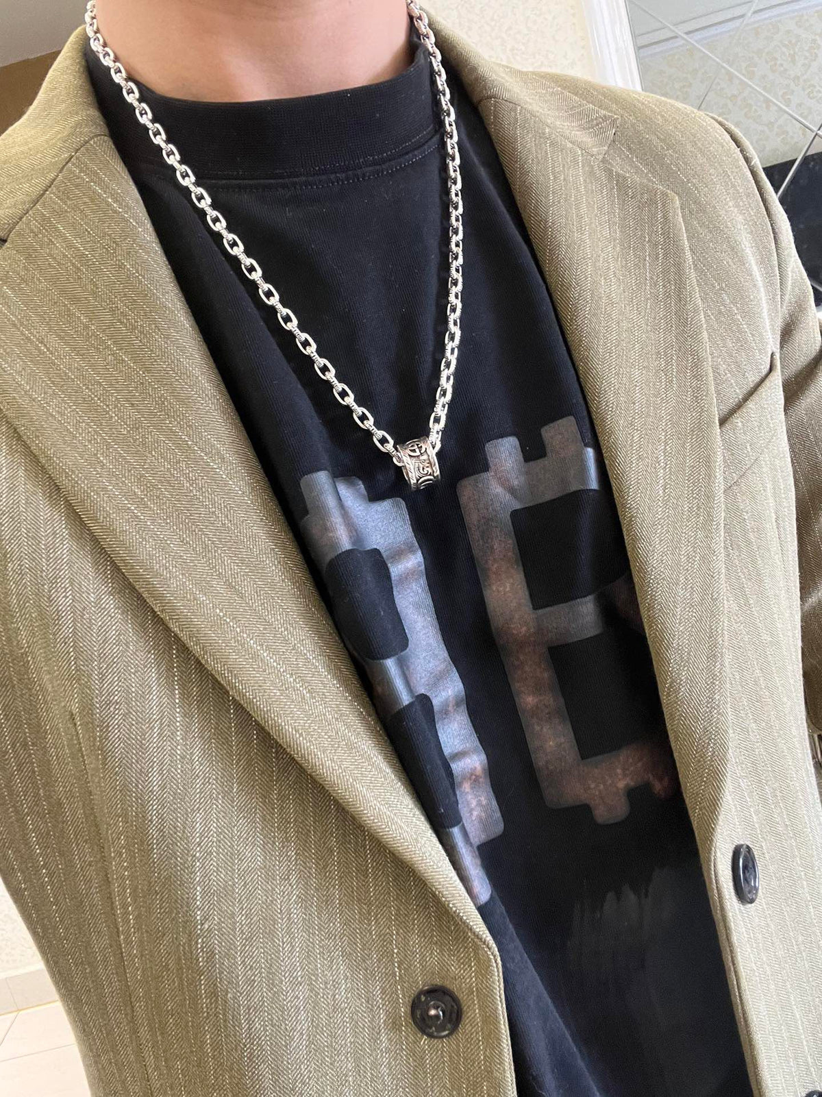 antique double g Necklace for women - alternate angle view 3