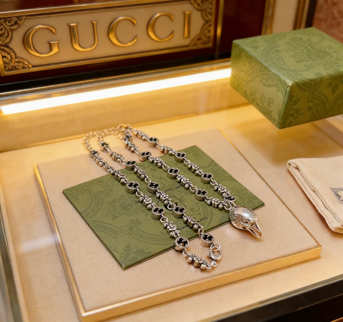 antique double g Necklace for women - alternate angle view 2