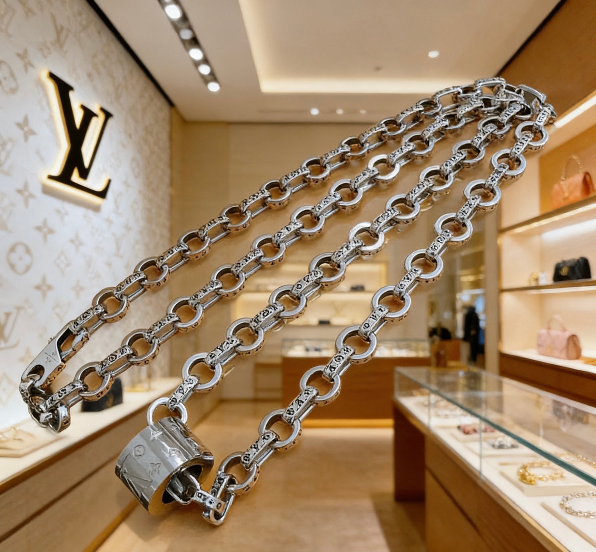 antique chain Necklace for men - alternate angle view 6