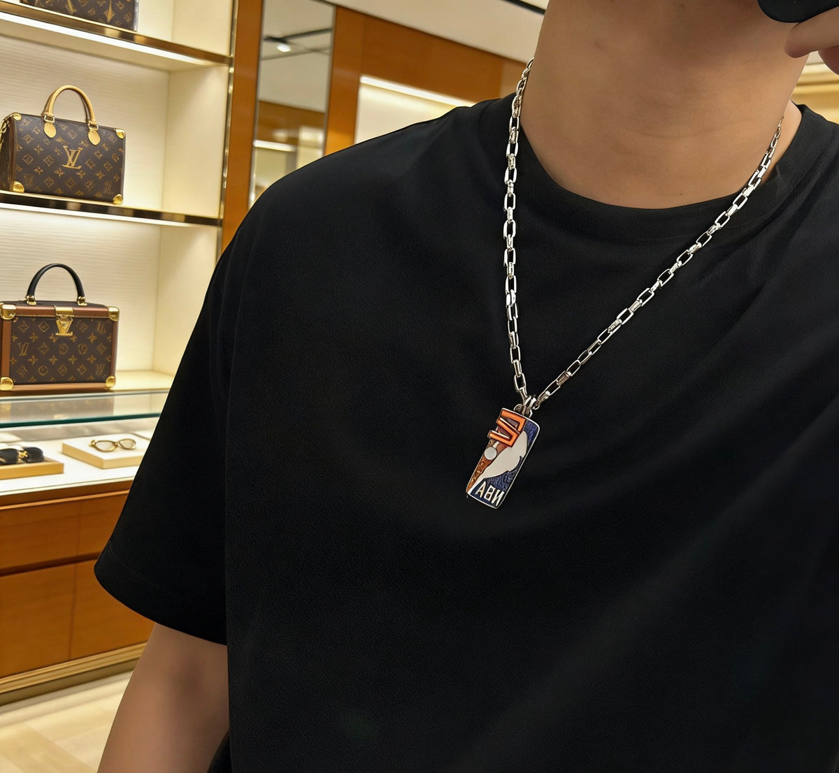 antique chain Necklace for men - alternate angle view 4