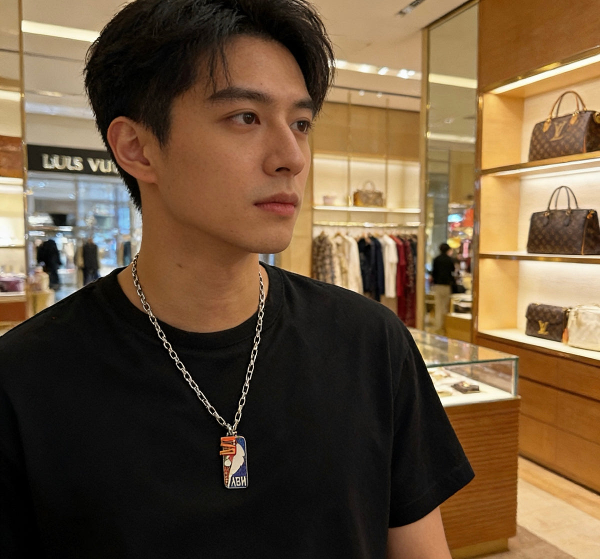 antique chain Necklace for men - alternate angle view 2