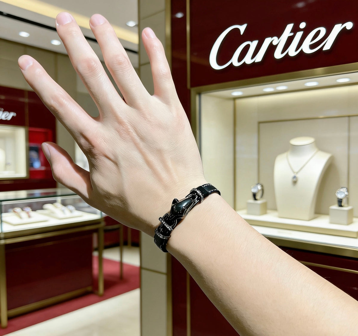 gold genuine leather minimalist Ring for men - alternate angle view 2