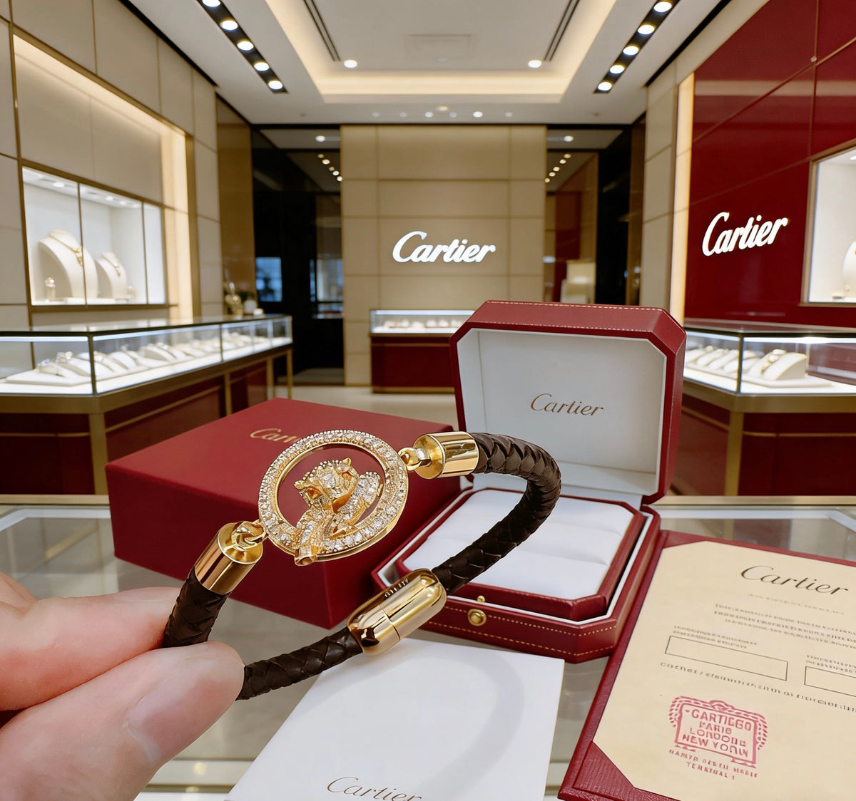 gold genuine leather minimalist Ring for men - alternate angle view 3