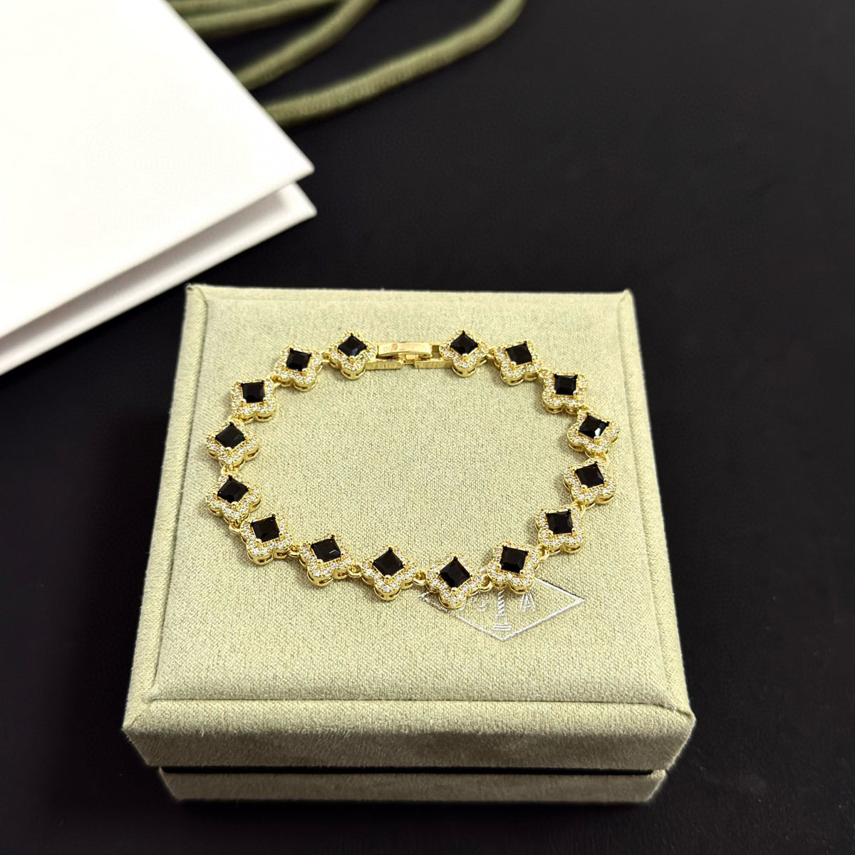 gold crystal clover Bracelet for women - alternate angle view 6