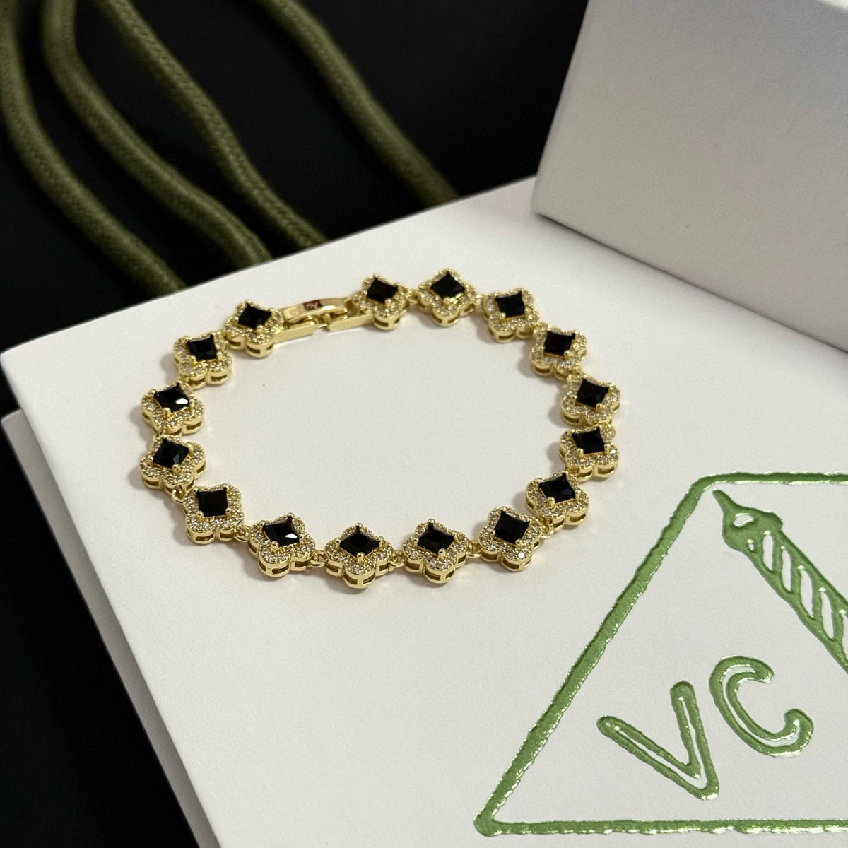 gold crystal clover Bracelet for women - alternate angle view 8