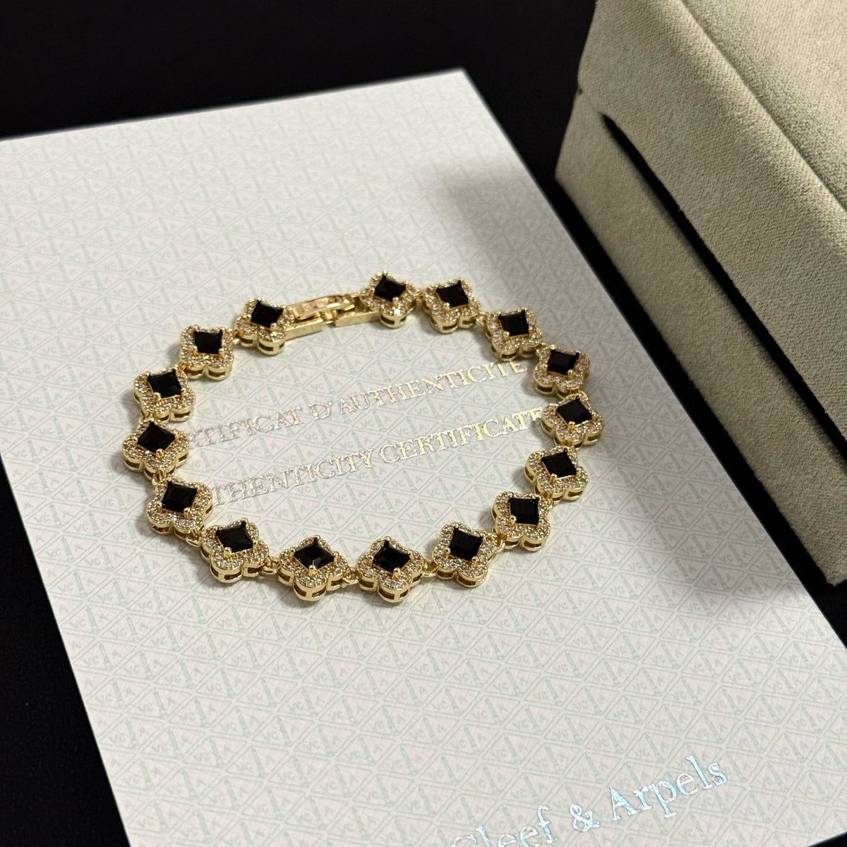 gold crystal clover Bracelet for women - alternate angle view 7