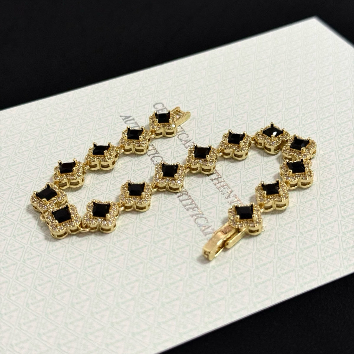 gold crystal clover Bracelet for women - alternate angle view 9