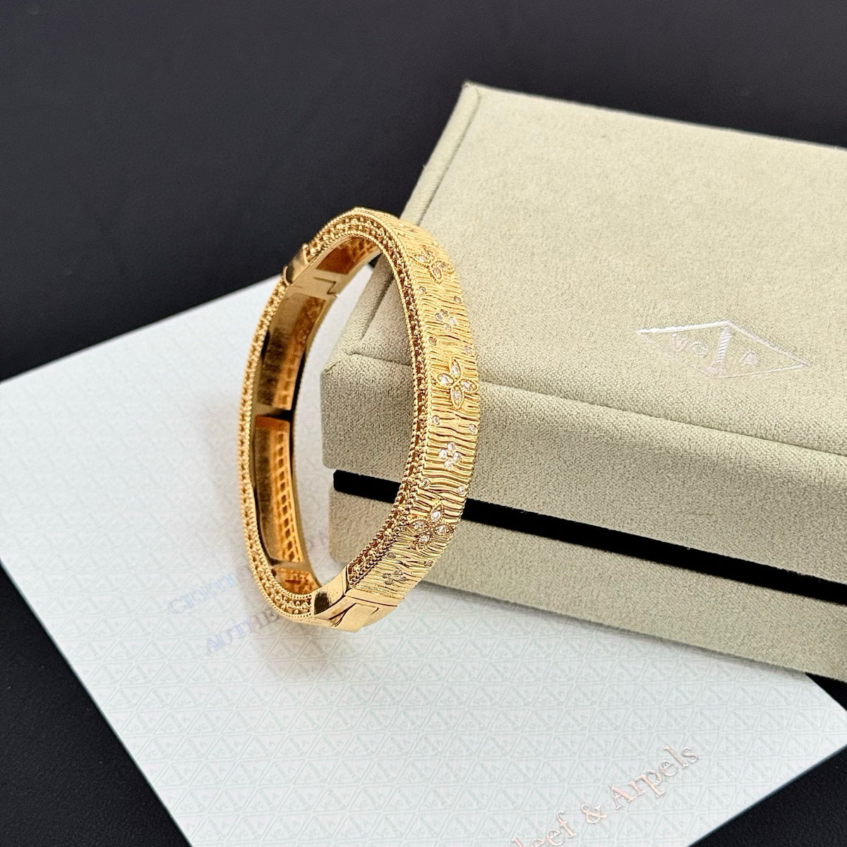 gold crystal clover Bangle for women - alternate angle view 7