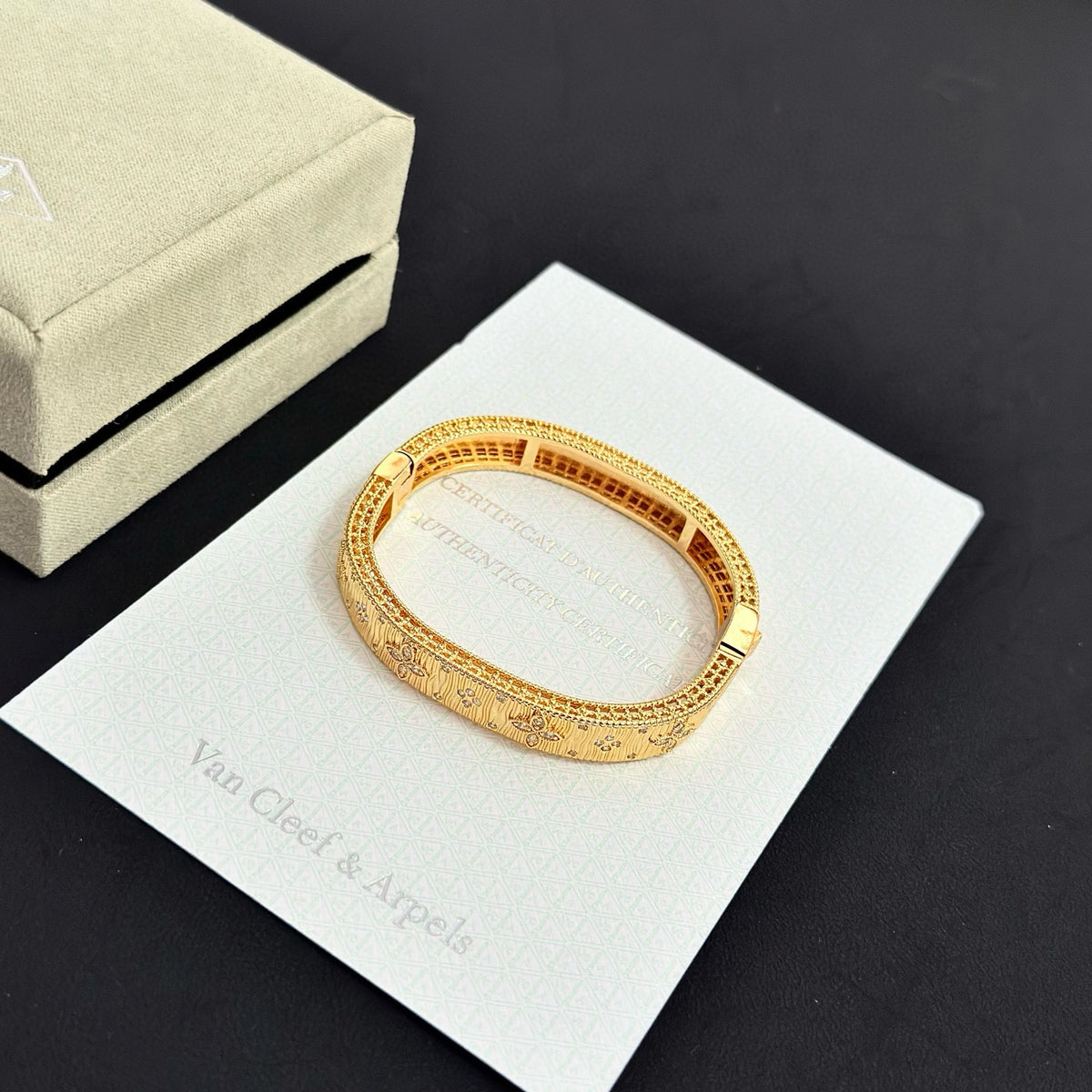 gold crystal clover Bangle for women - alternate angle view 6