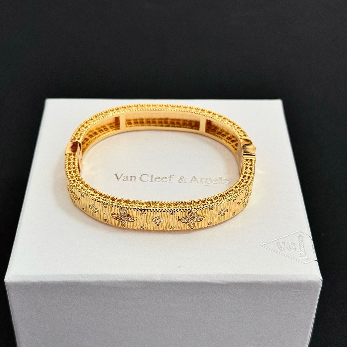 gold crystal clover Bangle for women - product detail view