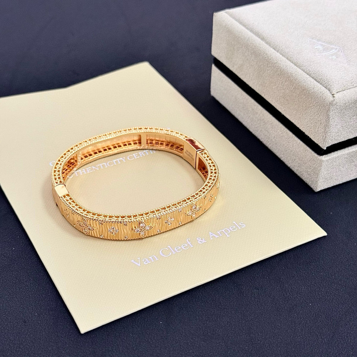 gold crystal clover Bangle for women - alternate angle view 8