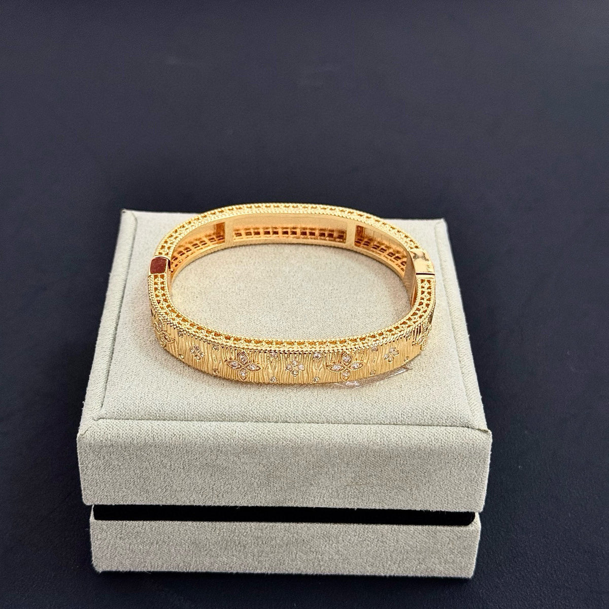 gold crystal clover Bangle for women - alternate angle view 4