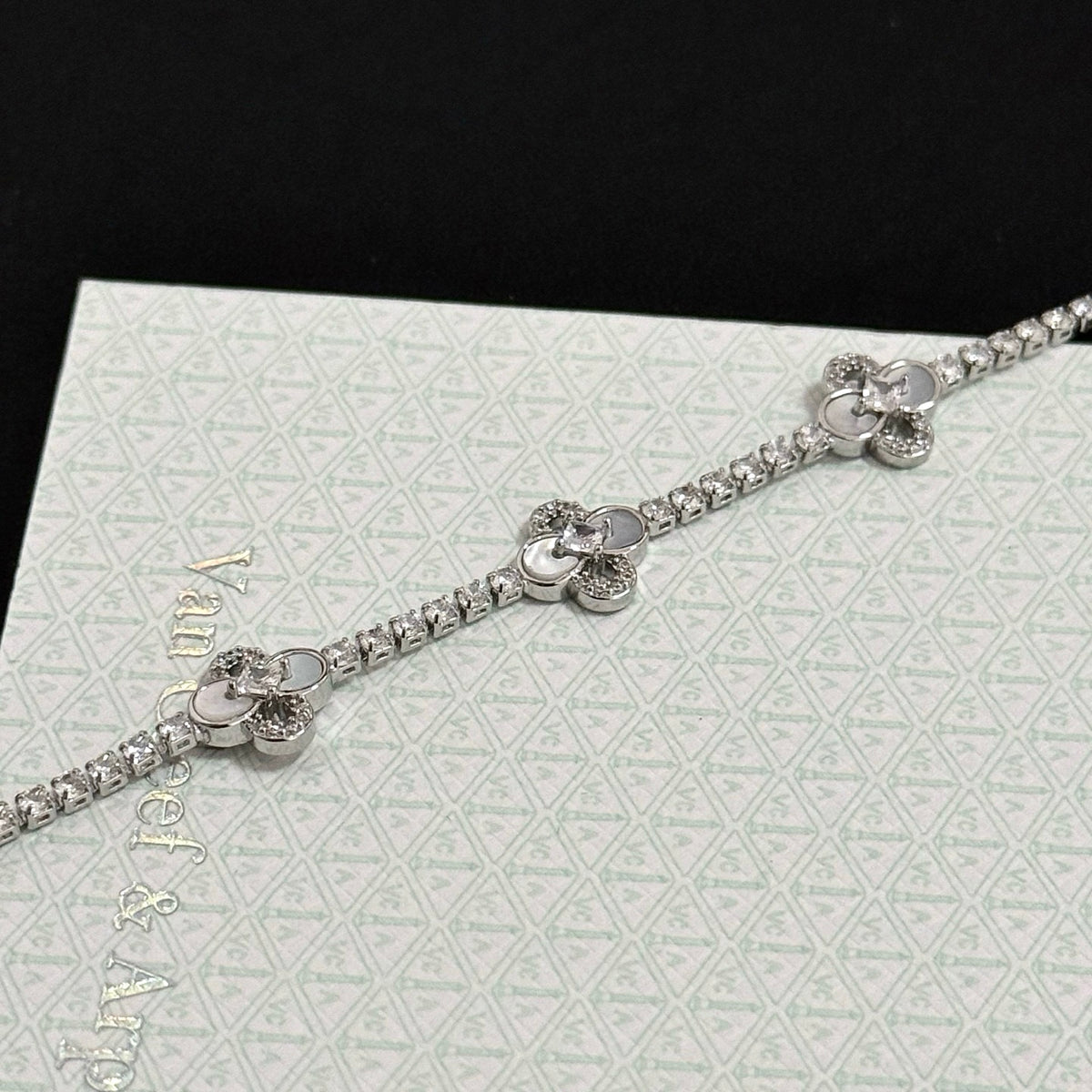 gold crystal clover Bracelet for women - alternate angle view 8