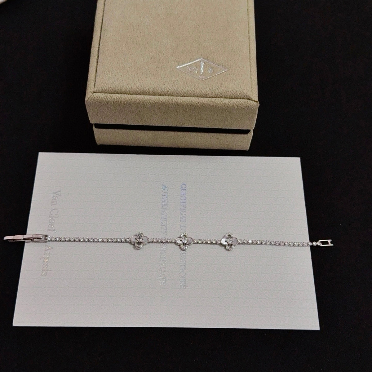 gold crystal clover Bracelet for women - alternate angle view 9