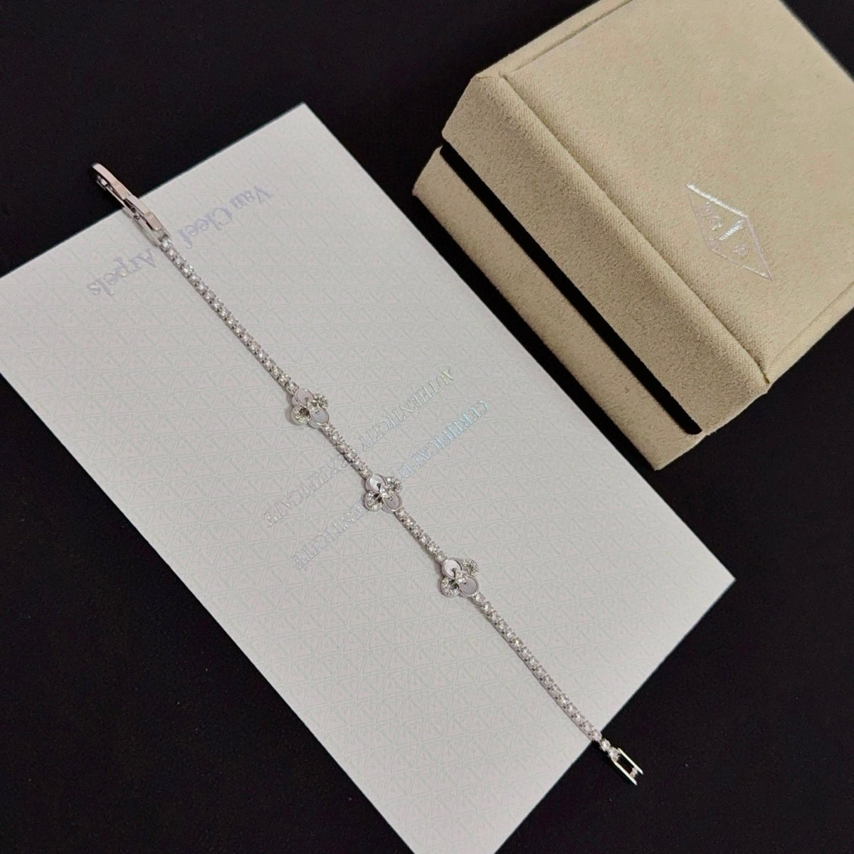 gold crystal clover Bracelet for women - alternate angle view 7