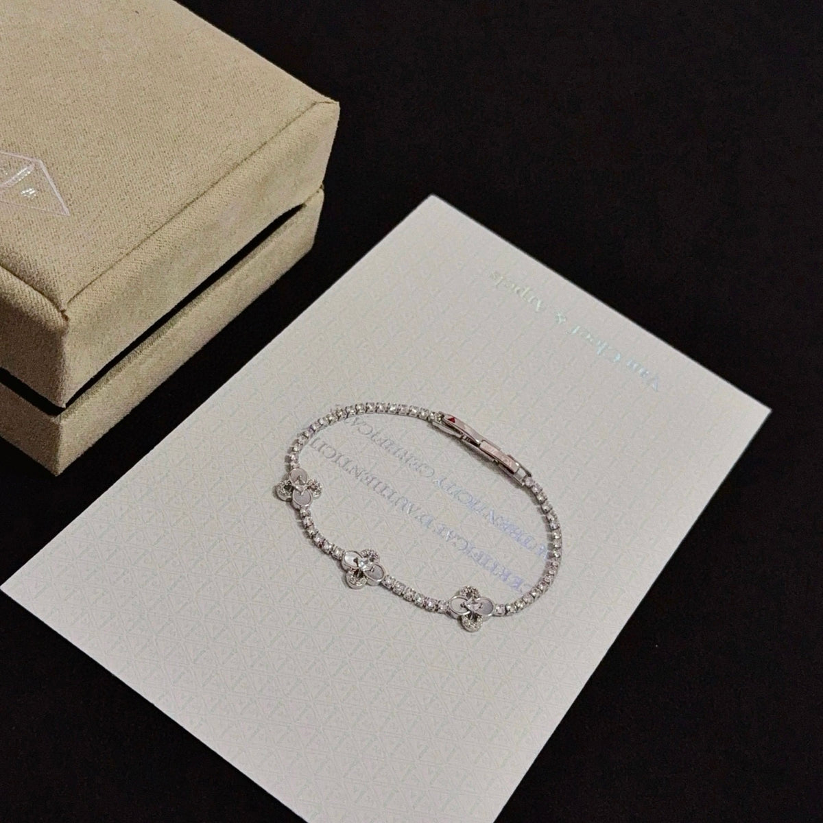 gold crystal clover Bracelet for women - alternate angle view 4