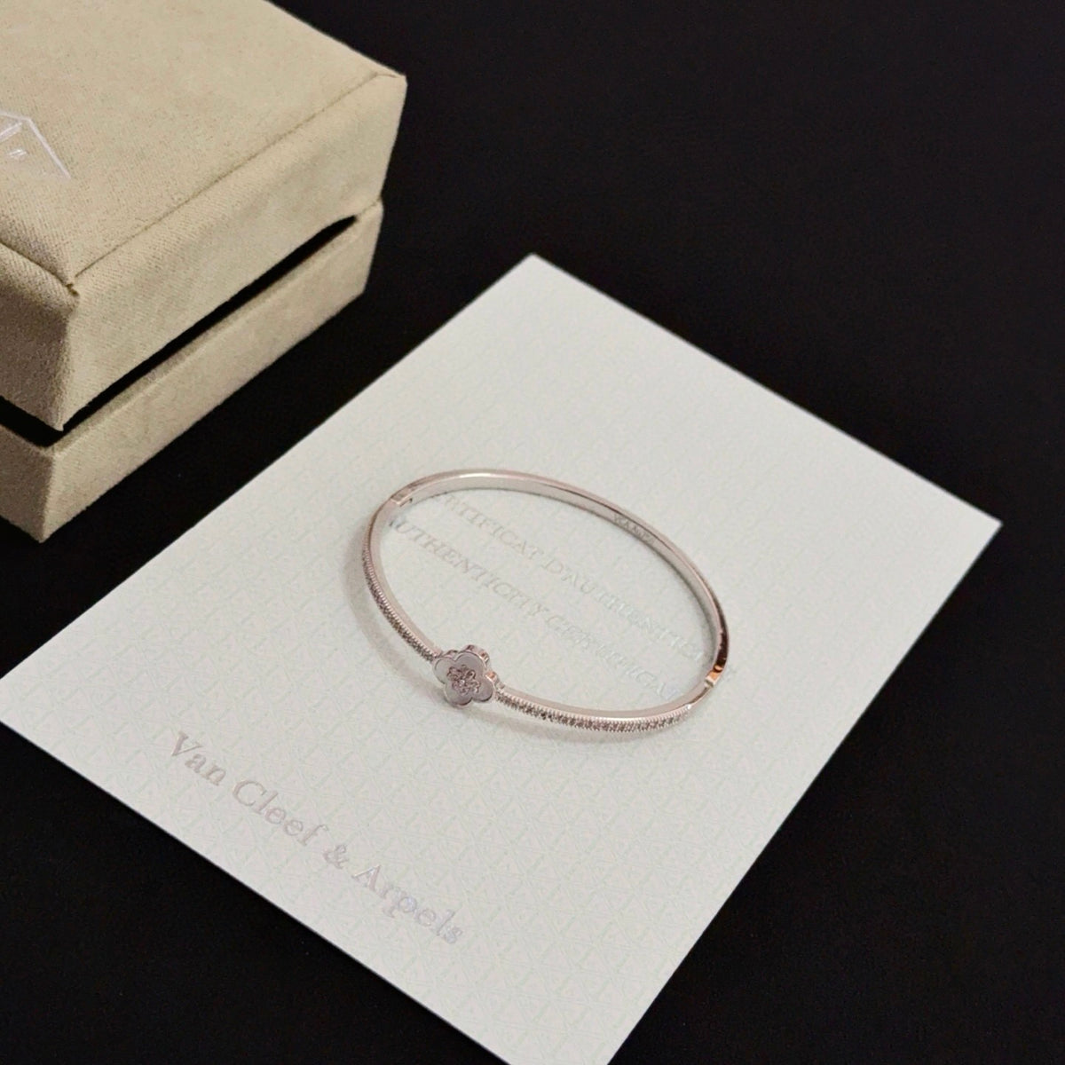 gold crystal clover Bangle for women - alternate angle view 4