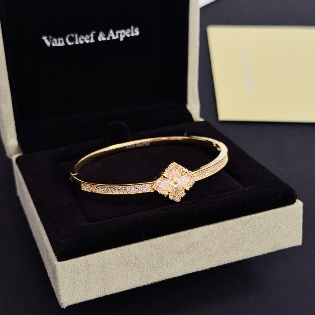 gold crystal clover Bangle for women - alternate angle view 8