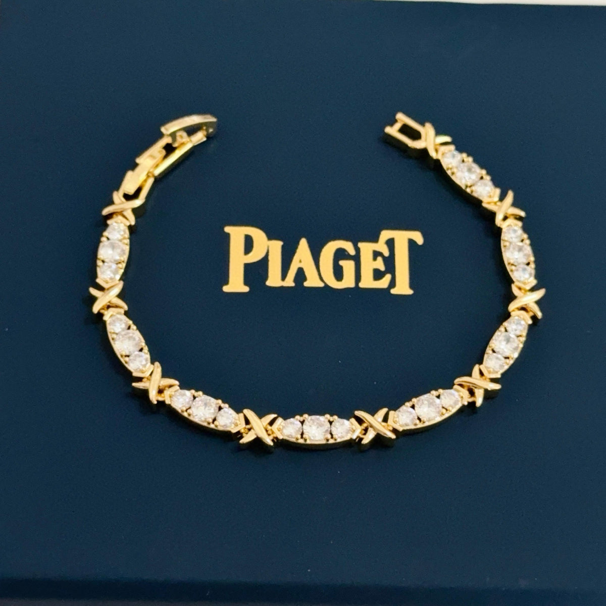 gold crystal inlaid Bracelet for women - alternate angle view 4
