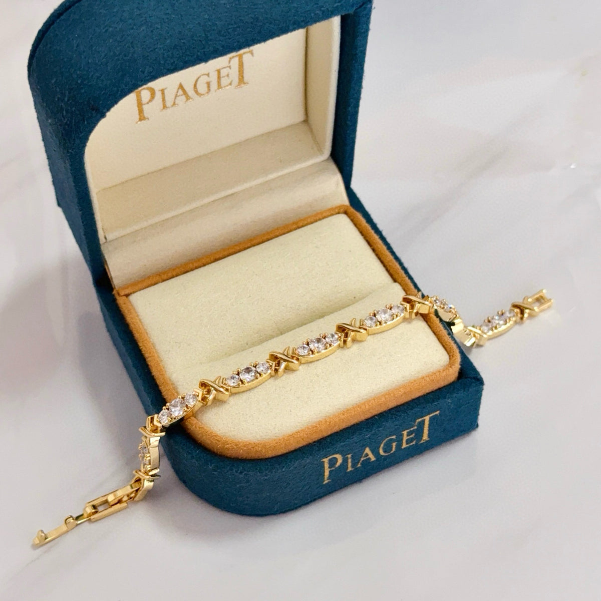 gold crystal inlaid Bracelet for women - alternate angle view 7