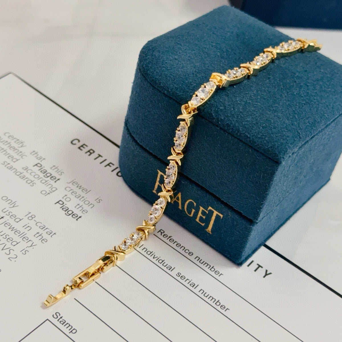 gold crystal inlaid Bracelet for women - alternate angle view 8