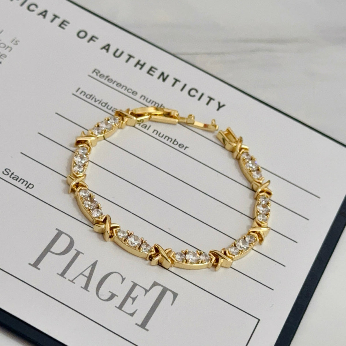 gold crystal inlaid Bracelet for women - alternate angle view 5