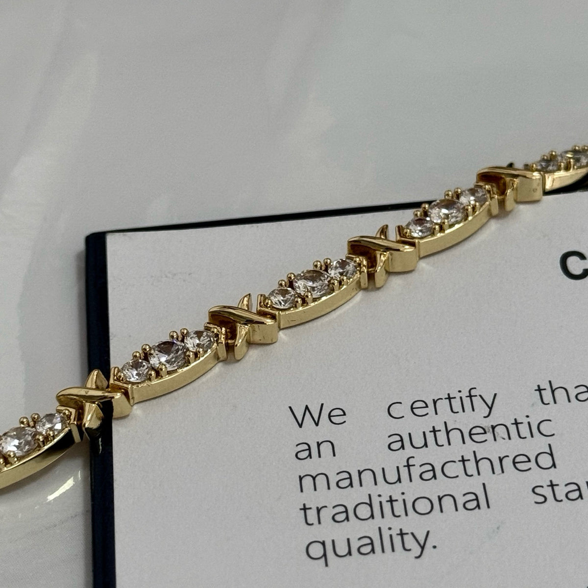 gold crystal inlaid Bracelet for women - alternate angle view 6