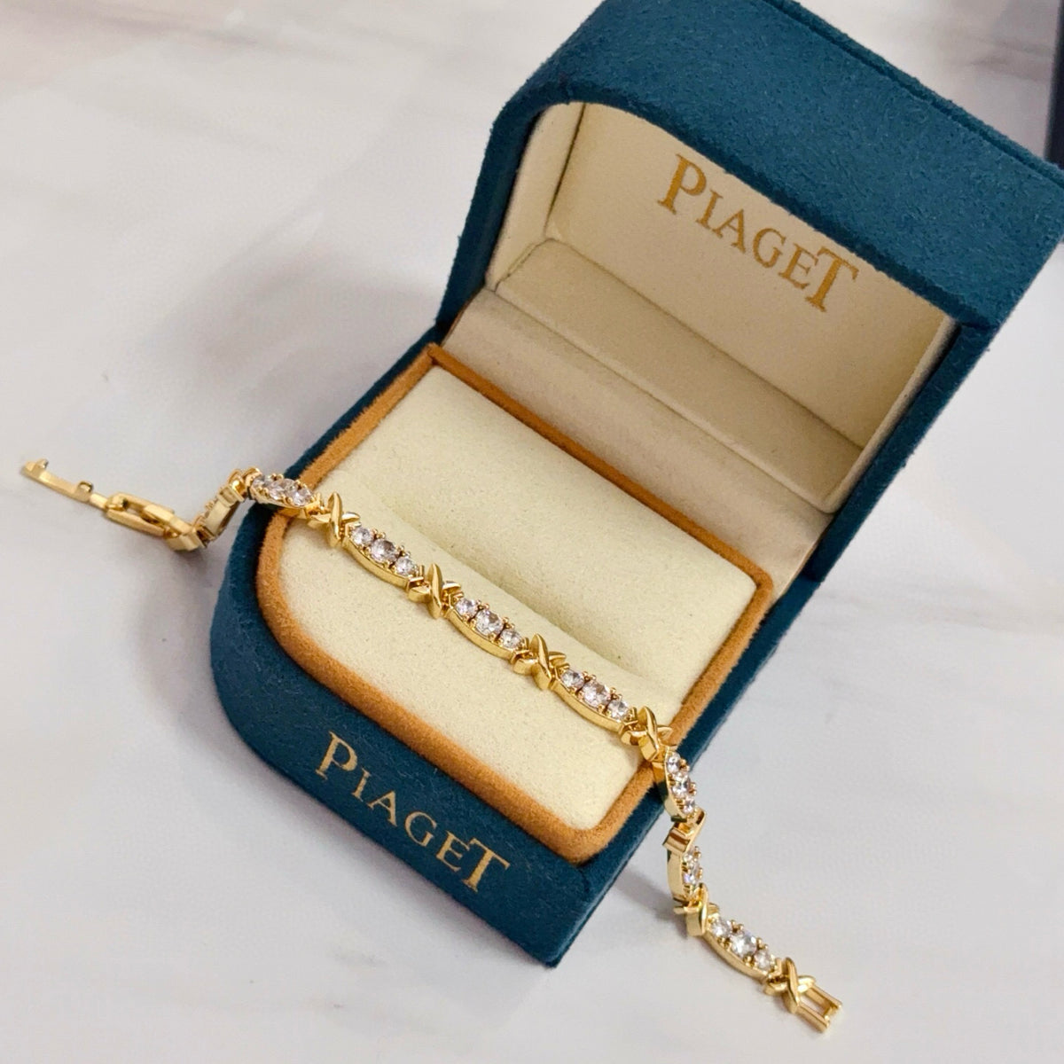 gold crystal inlaid Bracelet for women - alternate angle view 9